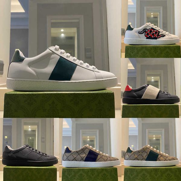 Designer Classic Love Donna Sneakers Scarpe da ginnastica Scarpe in pelle Marchio Fiore ricamato Pitone Tigre Gallo 100% Ace Uomo Nuovi colori Taglia US5-13.5 Scatola verde NO9