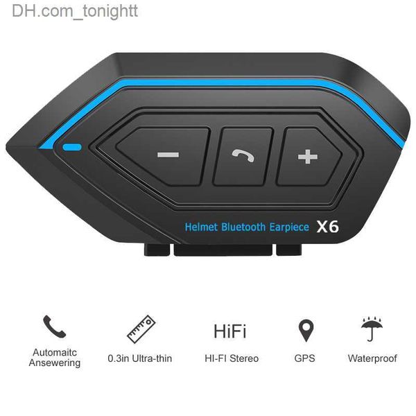 Helm-Headsets Bluetooth 5.0 Motorrad-Helm-Gegensprechanlage Verwenden Sie die App Sprechen Universelles Pairing Wasserdichtes Interphone-Headset X6 Q230830