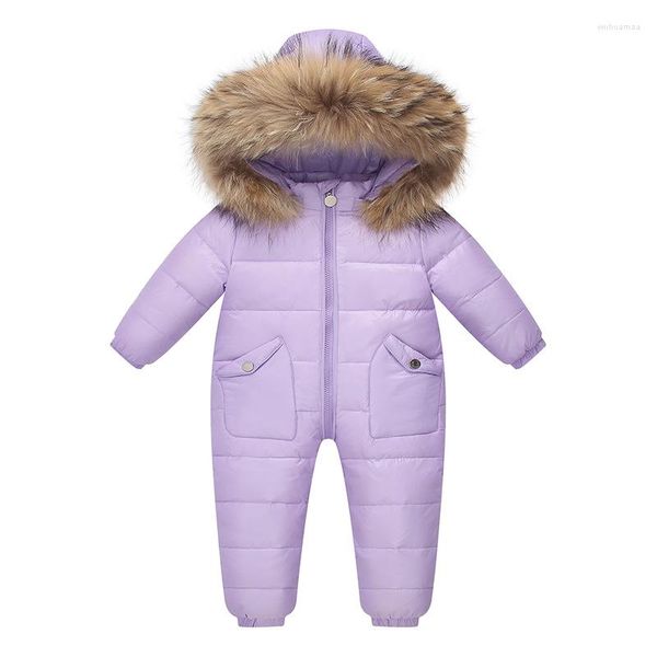 Casaco para baixo 2023 jaquetas de inverno para bebê menina gola de pele com capuz macacão meninos engrossar macacão crianças snowsuit infantil parkas