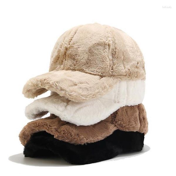 Cappellini da baseball 1pc da donna autunno inverno lana solido baseball femminile carino dolce addensare caldo peluche cappelli regolabili per coppia