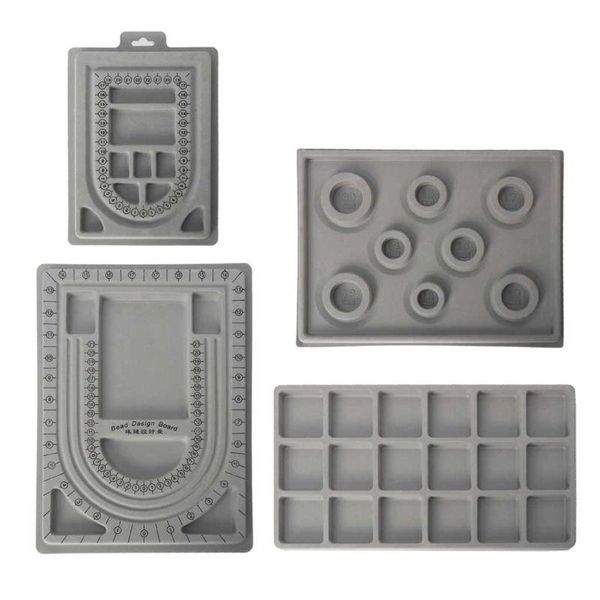 Outras 4pcs Grey rebanho de contas de bandeja kit de design de bandejas DIY Organizador de bracelete Jóias Fazendo ferramentas de artesanato Acessórios sem jóias