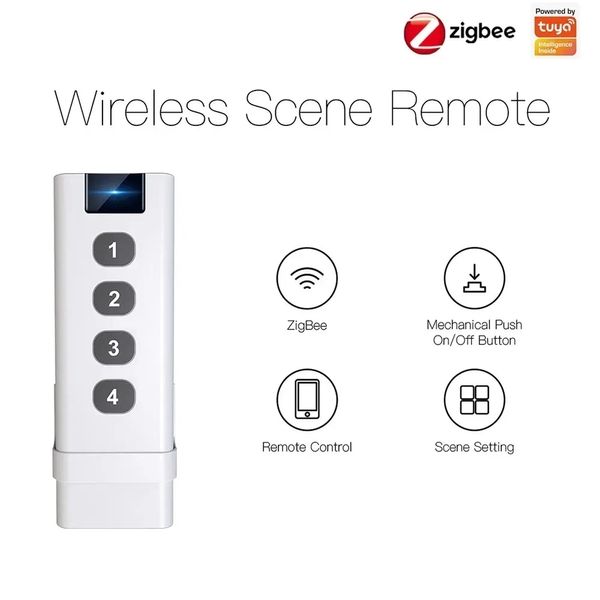 Outros Eletrônicos Tuya ZigBee Smart Scene Switch 4 Gang Portátil Mini Design para Vida Doméstica Controle Remoto Automação Switches 230829