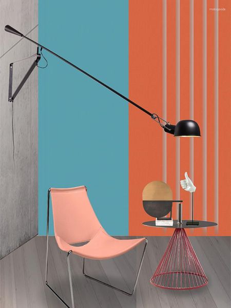 Lâmpada de parede luzes pingente nordic haste longa rocker industrial minimalista ferro arte leitura ajustável quarto arandela