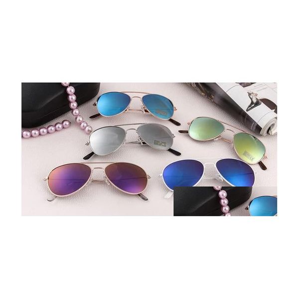 Sonnenbrille Mode Kinder Spiegellinse Kinder Mädchen Junge Frosch Reflektierende Süßigkeiten Farbe Rahmen Sonnenbrille Sommer Strand Outdoor Drop Liefern Dh78V