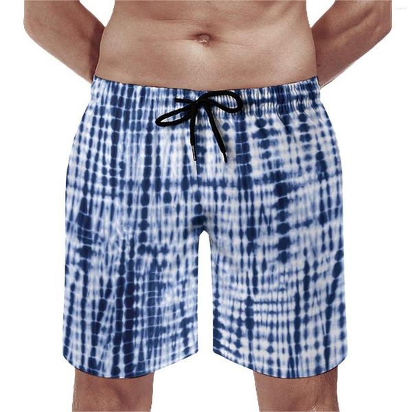 Herren-Shorts, blau, Batikmuster, Sommer, abstrakter Druck, Retro-Strand, kurze Hosen, Herren, Sport, Surfen, schnelltrocknend, Design, Badehose