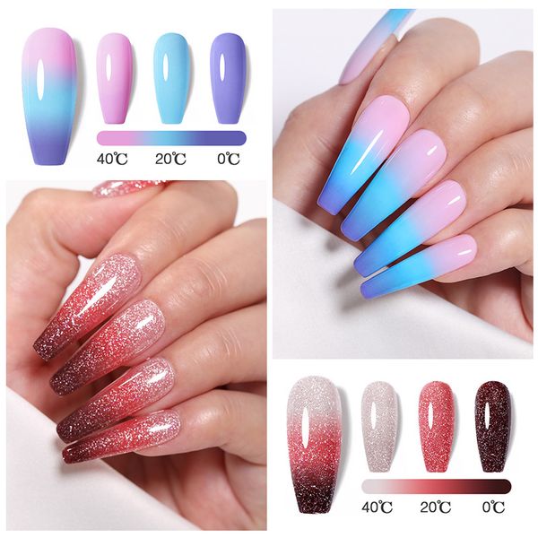 8,5 ml Gel-Nagellack, warmer Wechsel, Nagelstudio, Glitzergel, UV-Nagellack, Nagellack-Set, eingeweicht, langlebig, glänzend, Nagelgel, Farbverlauf, LED, Zuhause, DIY