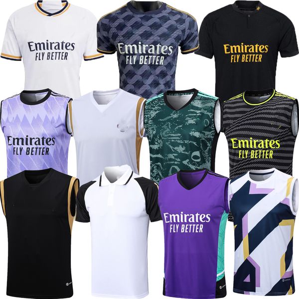 2023 2024 VINI JR maglie da calcio 23 24 gilet da allenamento CAMAVINGA TCHOUAMENI REAL MADRIDS VALVERDE HAZARD MODRIC camiseta uniforme da uomo maglia da calcio