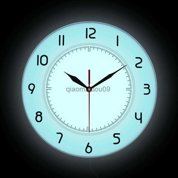 Orologi da parete Orologio da parete dal design moderno con retroilluminazione a LED per la camera da letto Decorazioni per la casa minimaliste che cambiano colore Orologio notturno che si illumina al buio HKD230830