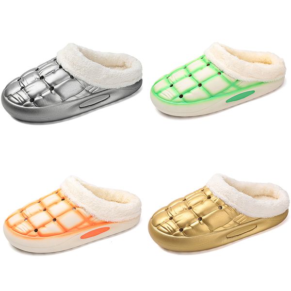 2023 lã de inverno engrossado quente casa algodão masculino mulher ouro prata verde laranja preto tendência casal sapatos