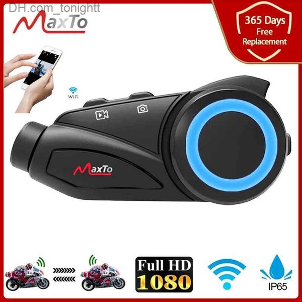 Maxto m3 motocicleta capacete bluetooth fone de ouvido intercom lente à prova dwaterproof água wifi gravador vídeo universal emparelhamento interfone dvr q230830