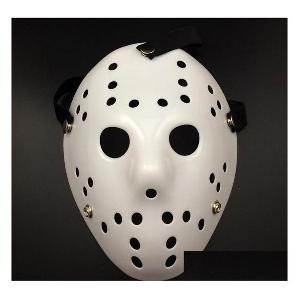 Maschere per feste Halloween Maschera bianca per uomini porosi Jason Voorhees Freddy Film horror Hockey spaventoso per le donne Costumi in maschera Drop Deliver Dhc0Y