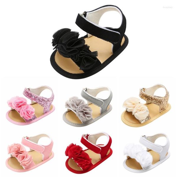 Sandálias bebê sapatos menina verão plana flor branca princesa nascido criança infantil elegante rosa bonito prewalkers 0-18m