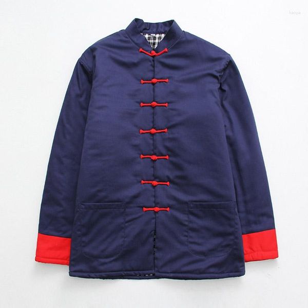Jaquetas masculinas tradicionais roupas chinesas han terno casaco tai chi uniforme masculino jaqueta grossa inverno algodão wadded