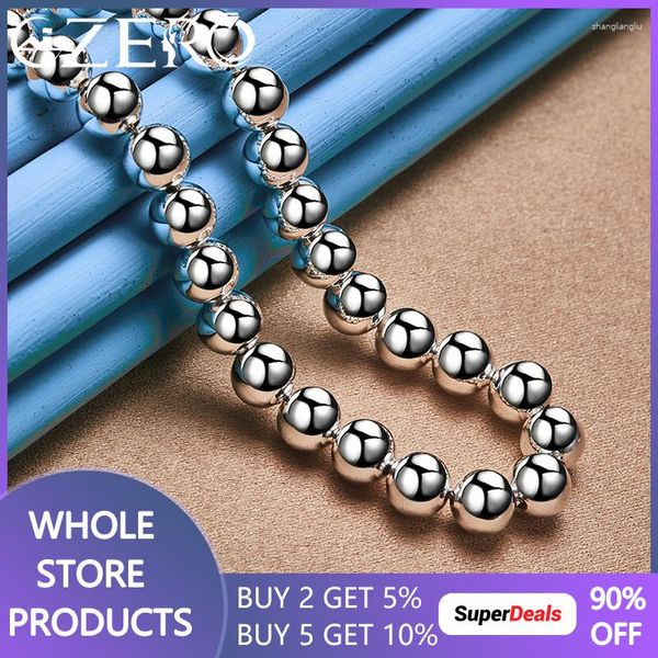 Chaînes 925 Sterling Silver 18 pouces lisse 8mm perles chaîne collier pour femmes homme fête de mariage mode bijoux accessoires charme cadeau