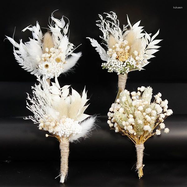 Fiori decorativi 2 pezzi Mini bouquet fiori secchi pampa erba Boho decorazioni per la casa fai da te vero gypsophile regalo sfondo matrimonio puntelli Po