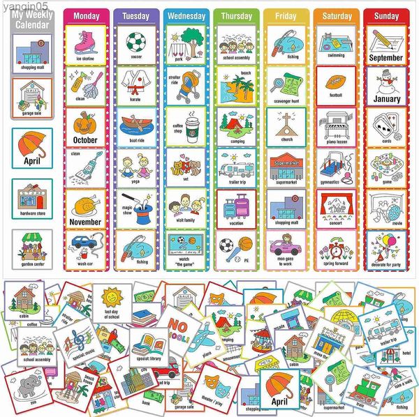 Intelligenz 264 Visual Daily Routine Autism Home Chore Chart Kommunikationskarten für Kleinkinder Wandplaner für Kinder mit Wochenplankarte 299 Klettverschluss 23830