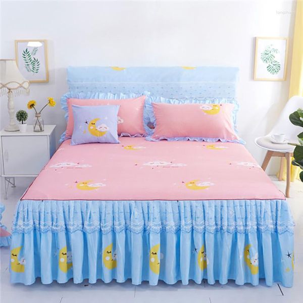 Saia de cama antiderrapante capa de lençol colcha chiffon para decoração de casamento com faixa elástica