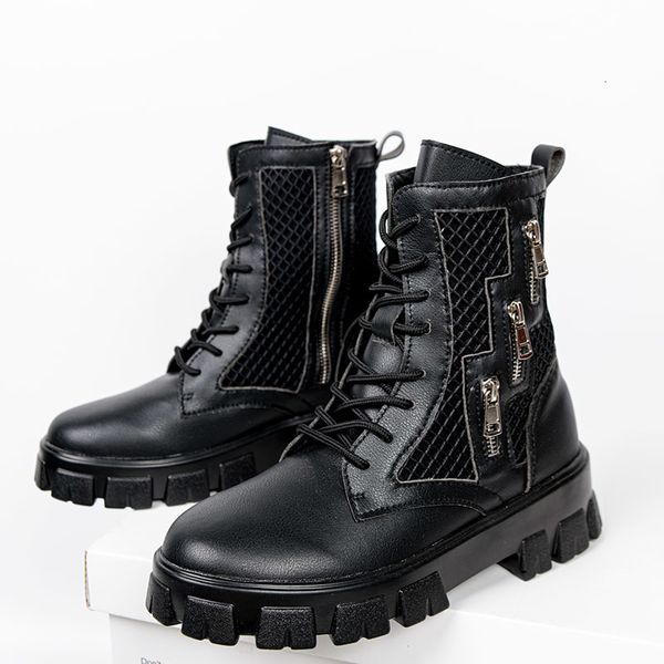 Botas de verão respirável botas masculinas moda estilo rua sapatos casuais tendência personalizada alta superior sapatos masculinos confortáveis botas casuais 230830