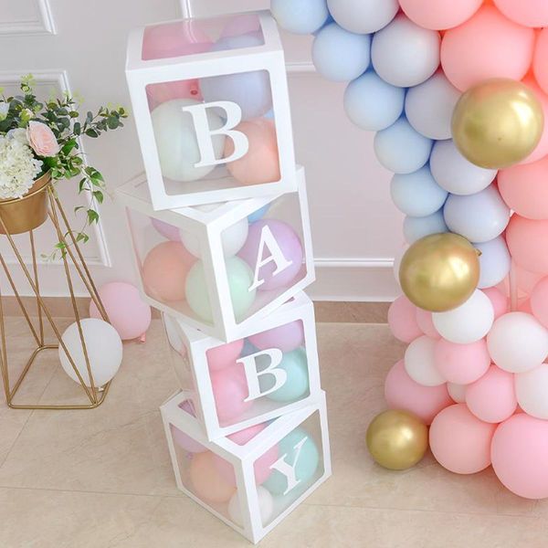 Objetos decorativos estatuetas caixa de balão transparente bebê chuveiro menino menina 1º aniversário decorações crianças decoração de casamento babyshower suprimentos 230829