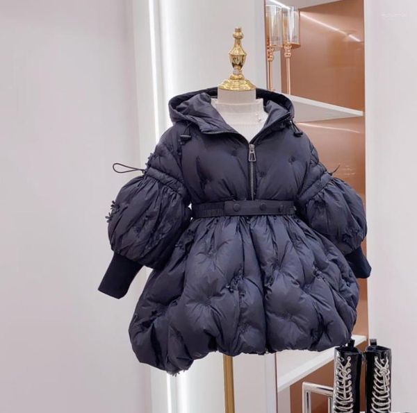 Daunenmantel Winterjacke Mädchen Dicker Blumenstickerei 90 Weiße Ente Outfit Kinder Prinzessin Parka Kindermäntel Wz961