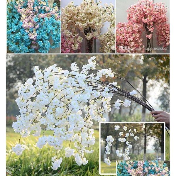 Ghirlande Di Fiori Decorativi 50 Pezzi Ramo Di Fiori Di Ciliegio Artificiali Appeso A Parete Sakura 138 Cm Per Centrotavola Matrimonio Goccia D Ot3Tj