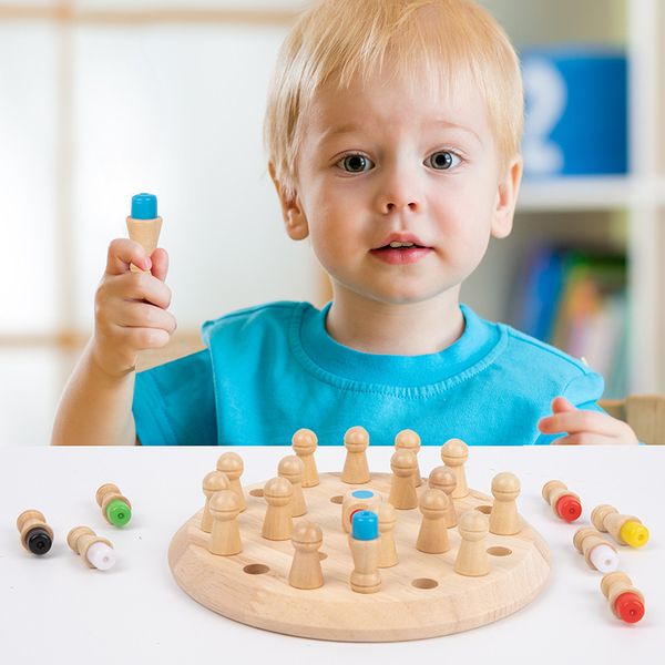 Satranç tahtası parçası ahşap oyuncak maç çubuğu satranç seti blok tahta oyunu eğitim oyuncak renkli satranç satranç bilişsel yetenek oyuncak çocuk bulmaca oyuncak yapı blok satranç