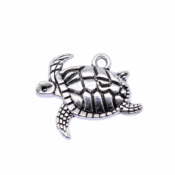 encantos Navio Livre 200 pcs antigo prata tartaruga do mar pingente encantos 20x13mm B15362