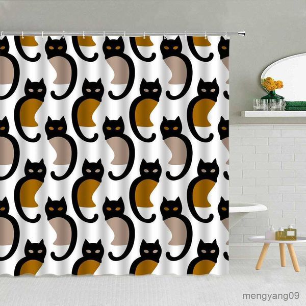 Tende da doccia Animali dei cartoni animati Tende da doccia Panda Gatto Balena Bambino Tessuto impermeabile Tenda da bagno Set Camera da letto Arredamento bagno con R230830