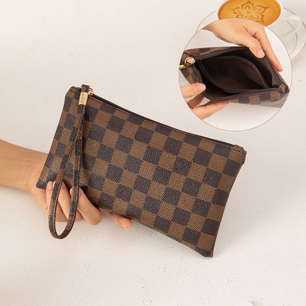 Nova moda longa xadrez bolsa do telefone móvel bolsa de moedas para mulheres sacos de pulso atacado