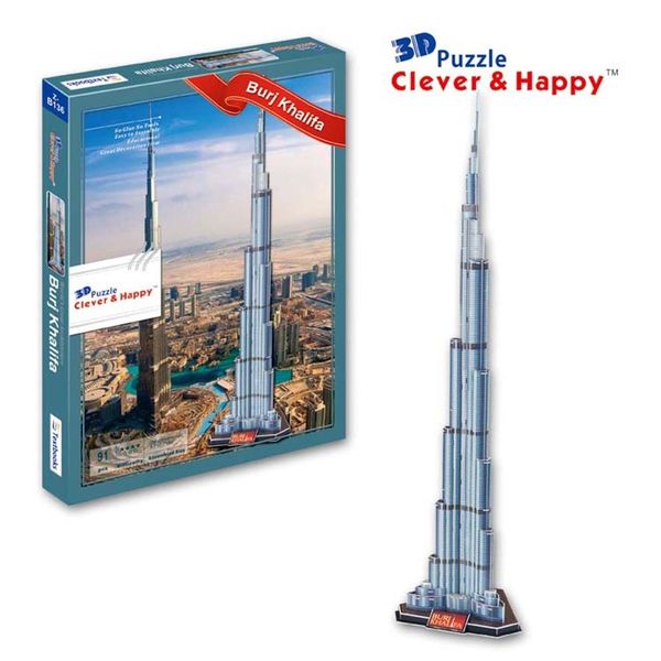 Diğer Oyuncaklar 3D Yapboz Bulmacaları Model Burj Khalifa Binası 91pcs Ev Dekorasyonu Çocuklar ve Yetişkinler İçin Zor Kitler 230829