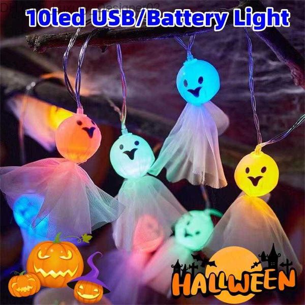 1.5m 10LED Halloween Light String Skull Eye Balls Fantasma Festival Party Lanterna Dolcetto o scherzetto Happy Halloween Day Decor Q230830