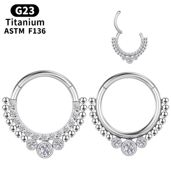 Piercing setto titanio cartilagine trago G23 anello al naso sexy orecchini zirconi industriali cerniera clicker gioielli per il corpo