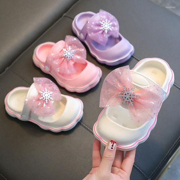 Slipper Princess Bow Bling Childrens Logs Shoes Summer Eva Outdoor Slippers для девочек мягкая подошва удобная детская пляж