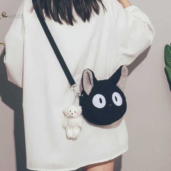 Sacos de noite estilo japonês kawaii saco feminino dos desenhos animados de pelúcia bolsa de ombro para mulheres crossbody saco pequeno telefone bolsa