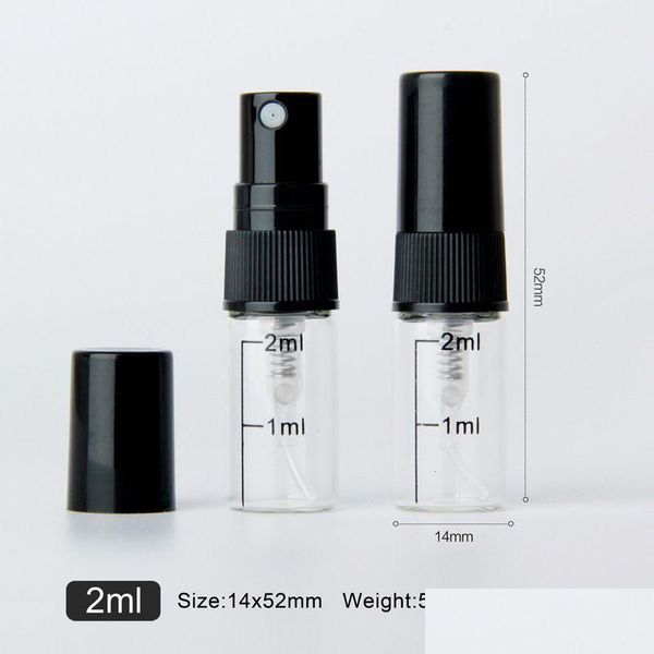 Bottiglia di profumo vuota 2 ml atomizzatore spray trasparente mini campione per bottiglia 5000 pezzi / lotto dalla produzione cinese Dhs Ups Fedex Drop De Dhlpr