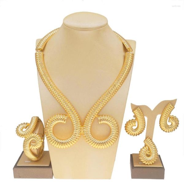 Halskette Ohrringe Set Yulaili vergoldet für Frauen Hochzeit Zubehör Party Luxus Halsketten Großhandel