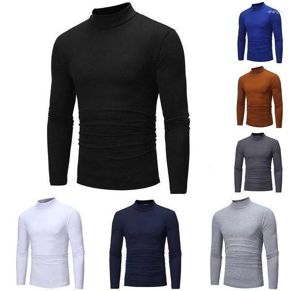 Herren-T-Shirts, Herbst-Winter-Herren-T-Shirt, dünn, Thermo-T-Shirt, halber Kragen, schmal, warm, Baumwolle, hochgeschlossen, langärmelig