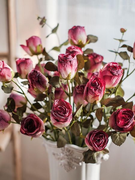 Fiori decorativi 59 cm di lunghezza Simulazione di rose artificiali di alta qualità Decorazione di fiori secchi Ornamenti floreali Soggiorno Tendenza unica