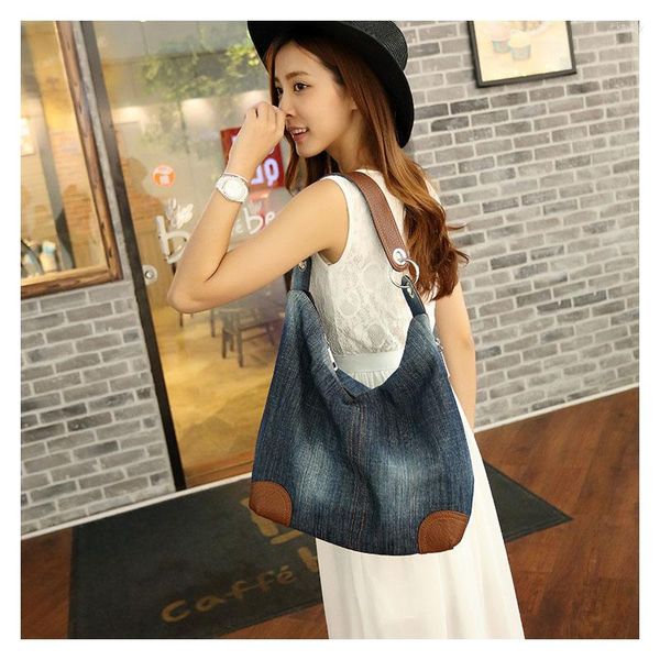 Borse da sera Grandi moda donna causale borsa in denim da donna spalla blu jeans tote carino designer femminile grande vintage