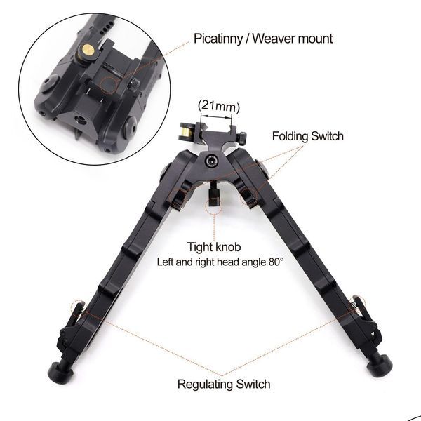 Acessórios táticos Aplus Cs V9 Tripé de metal com Qd 20Mm Picatinny Rail Mount Bipod Adaptador Comprimento ajustável Cor preta Drop Deliv Dh6Hz