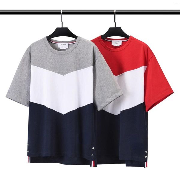 Männer T Shirts 2023 Sommer Männer Kurze Baumwolle Hülse T-Shirt Passende Farbe Top Oansatz Casual Koreanische Design T Frauen große Größe
