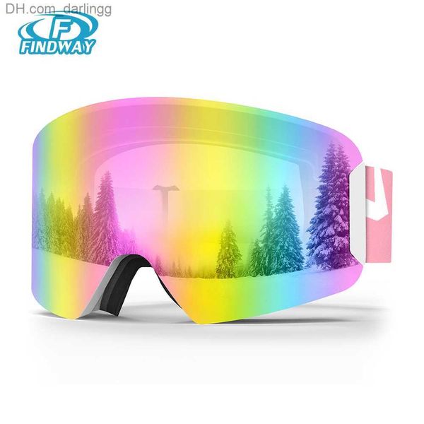 Skibrille Findway Kinder-Skibrille 100 % UV-Schutz Snowboardbrille für Jungen Mädchen im Alter von 3–8 Jahren mit OTG-Antibeschlag-Windwiderstand Skifahren Q230831