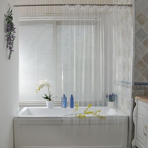 Cortinas de chuveiro Cortinas de chuveiro transparentes simples à prova d'água PEVA cortina de banho à prova de mofo capa de banho de alta qualidade com 12pcs ganchos de plástico 230831