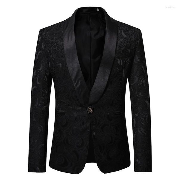 Ternos masculinos homens preto rosa jacquard vestido blazer jaqueta homens boate negócios festa de casamento terno palco cantores roupas