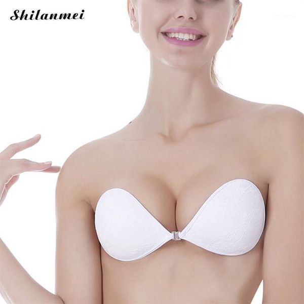 Reggiseni reggiseno in pizzo bianco con chiusura frontale push up senza spalline invisibile per le donne matrimonio sexy Sutia Bh Bustier1313V