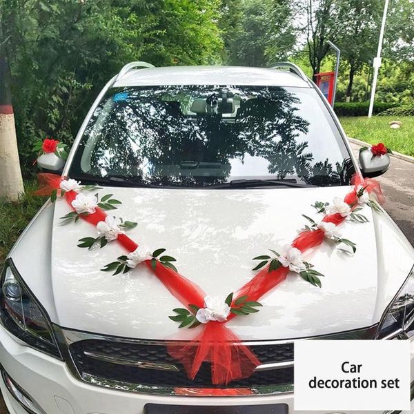 Simulação de flores decorativas decoração de noiva artificial frontal de carro de casamento para cerimônia