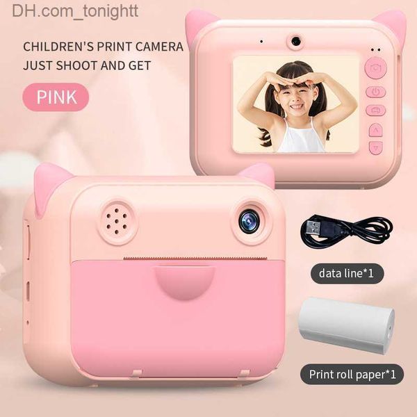 Kameralar Çocuklar Anında Kamera Çocukları Yazdır 2.4 inç 1080p HD Dijital Fotoğraf Video Oyuncaklar Doğum Giftleri q230831