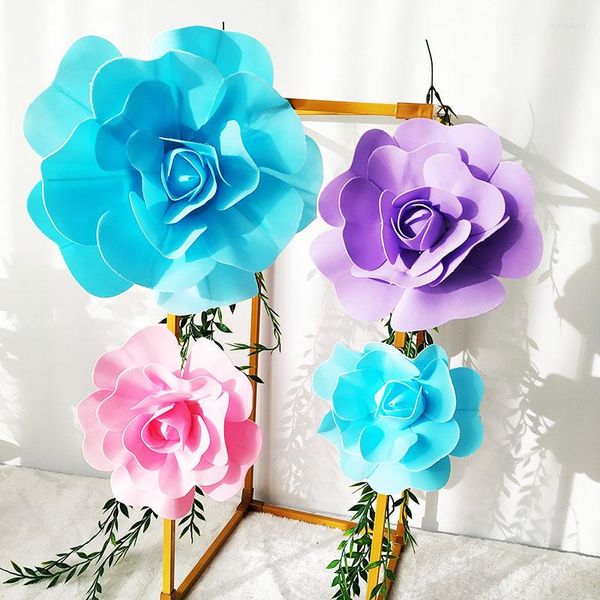 Dekoratif çiçekler yapay pe köpük gül çiçek başı düğün arka plan dekorasyon sandalye parti tatil el ev duvar asma