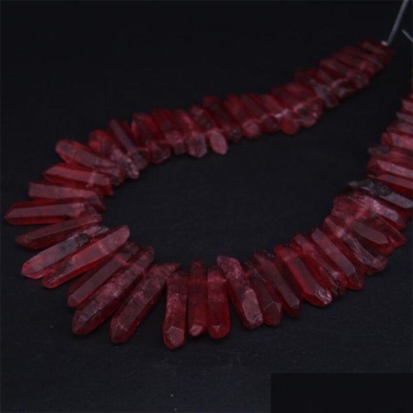 Lucite in plastica acrilica 5055 Pzstrand Punti di cristallo Perline forate superiori Titanio Rosso Quarzo naturale Stick Spike Pendenti graduati Jewe Dhxbs