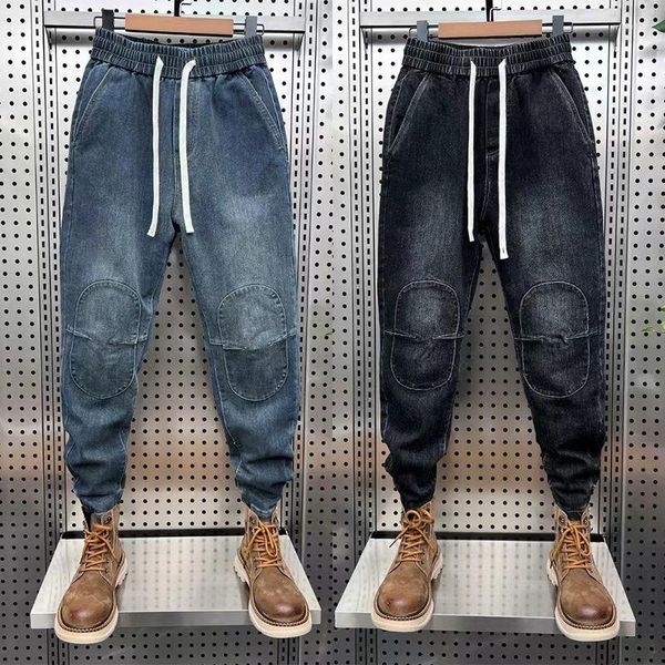 Jeans da uomo 2023 Primavera Autunno Patch con cuciture retrò Moda Streetwear Pantaloni casual da esterno Abbigliamento di marca di alta qualità